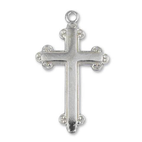 9ct White Gold - Budded Crucifix Charm