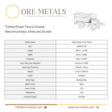 925 Sterling Silver - Tipper Dump Truck Charm