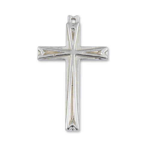 9ct White Gold - Embossed Regal Crucifix Charm