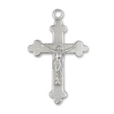 18ct White Gold - Jesus on Budded Trefoil Crucifix Charm