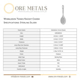 925 Sterling Silver - Wimbledon Tennis Racket Charm