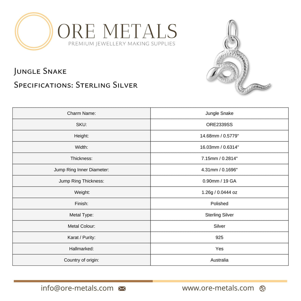 925 Sterling Silver - Jungle Snake Charm