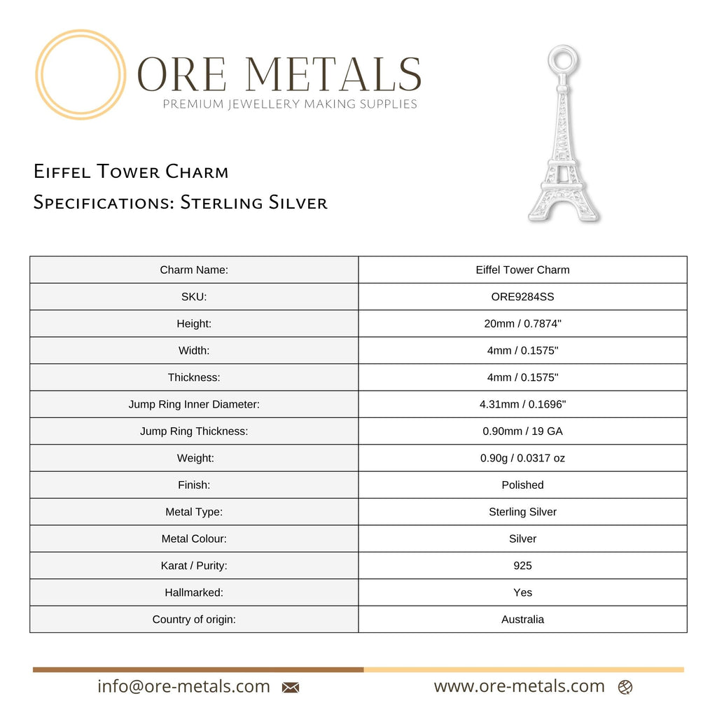 925 Sterling Silver - Eiffel Tower Charm
