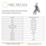 925 Sterling Silver - Vintage Roller Skate Silhouette Charm