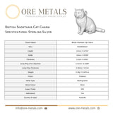 925 Sterling Silver - British Shorthair Cat Charm