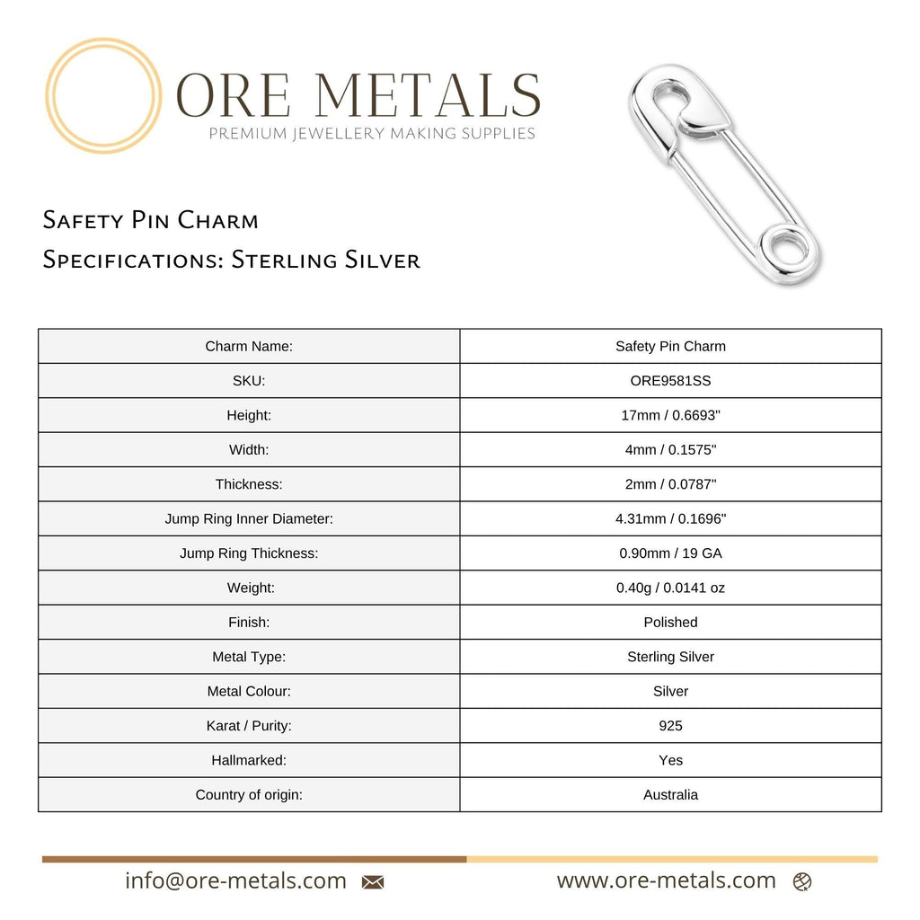 925 Sterling Silver - Safety Pin Charm