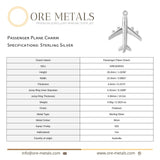 925 Sterling Silver - Passenger Plane Charm