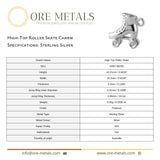 925 Sterling Silver - High-Top Roller Skate Charm