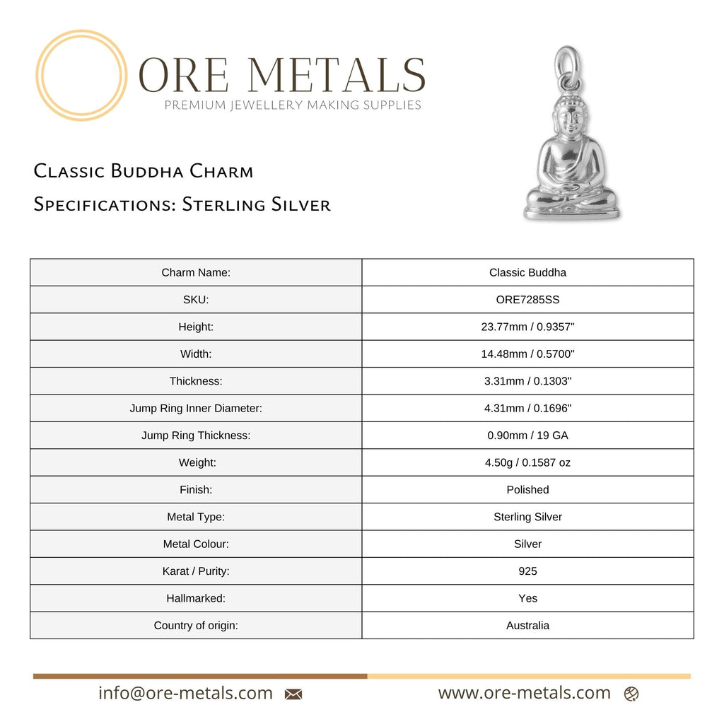 925 Sterling Silver - Classic Buddha Charm