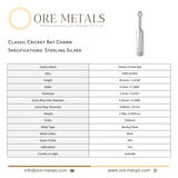 925 Sterling Silver - Classic Cricket Bat Charm