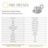 925 Sterling Silver - Coffee Cup & Saucer Charm