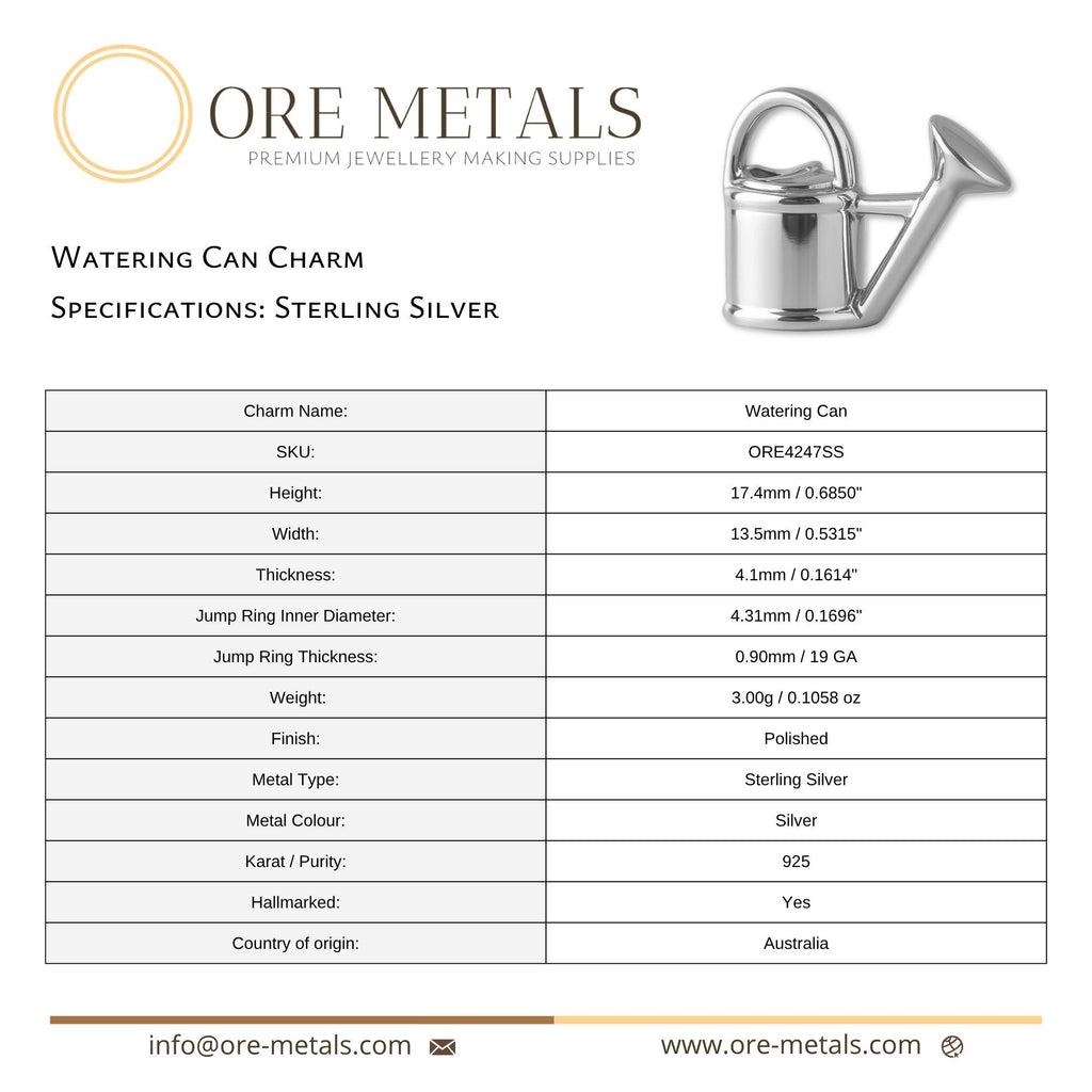 925 Sterling Silver - Watering Can Charm