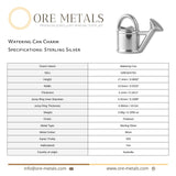 925 Sterling Silver - Watering Can Charm