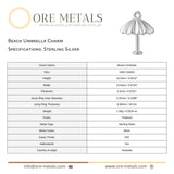 925 Sterling Silver - Beach Umbrella Charm