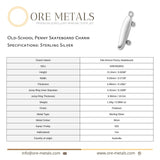 925 Sterling Silver - Old-School Penny Skateboard Charm