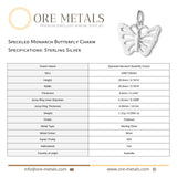 925 Sterling Silver - Speckled Monarch Butterfly Charm