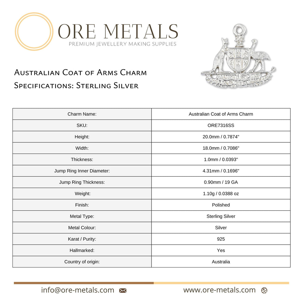 925 Sterling Silver - Australian Coat of Arms Charm