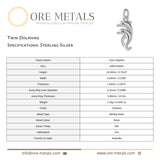 925 Sterling Silver - Twin Dolphins Charm