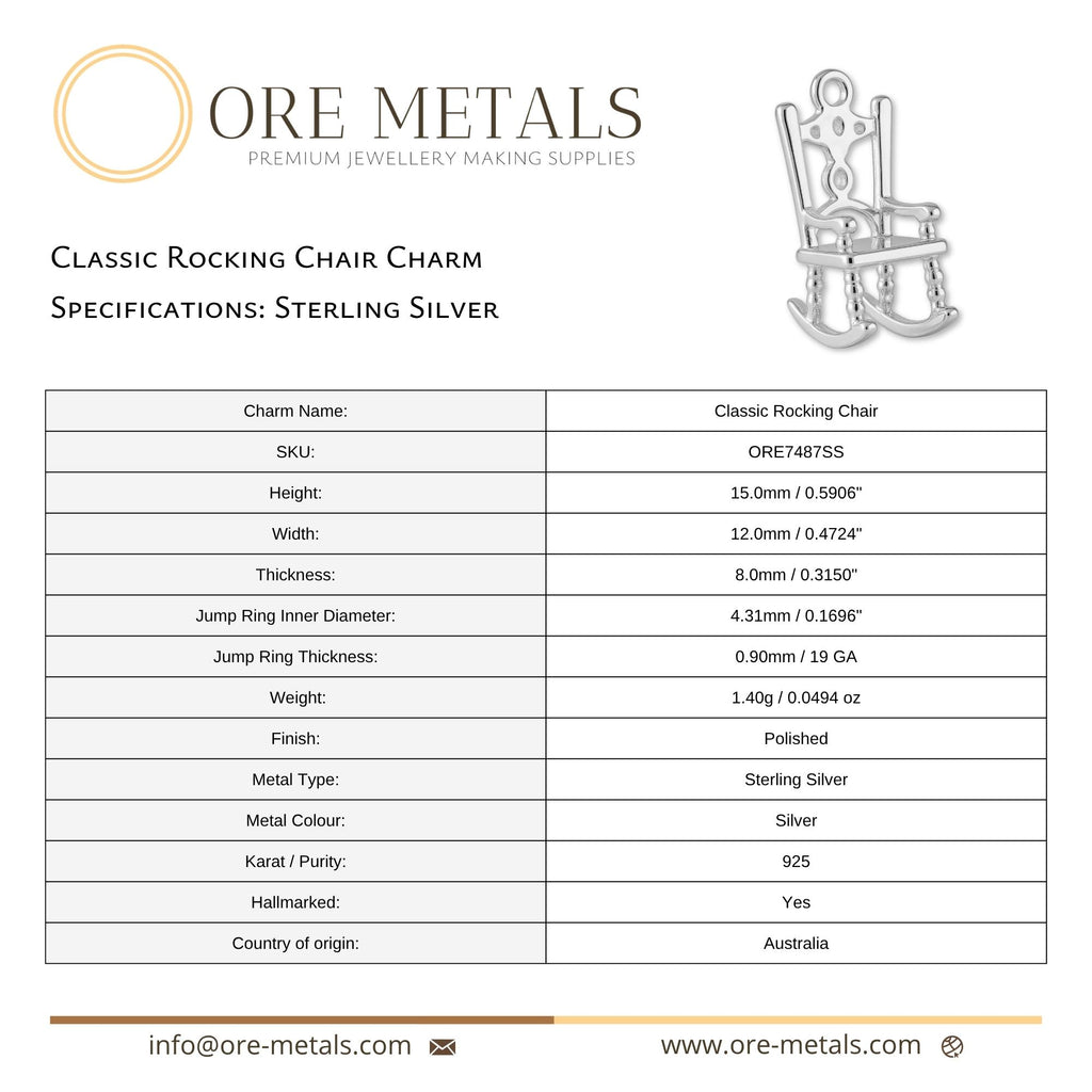 925 Sterling Silver - Classic Rocking Chair Charm