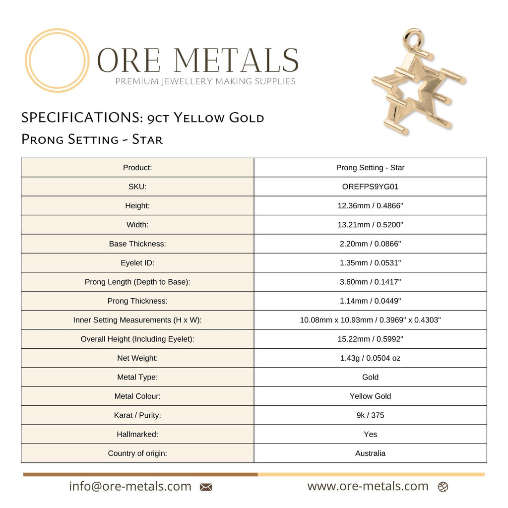 9ct Yellow Gold - Star Prong Setting