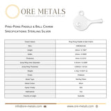 925 Sterling Silver - Table Tennis Paddle Charm