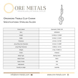 925 Sterling Silver - Openwork Treble Clef Charm