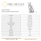 925 Sterling Silver - Ocicat Cat Charm