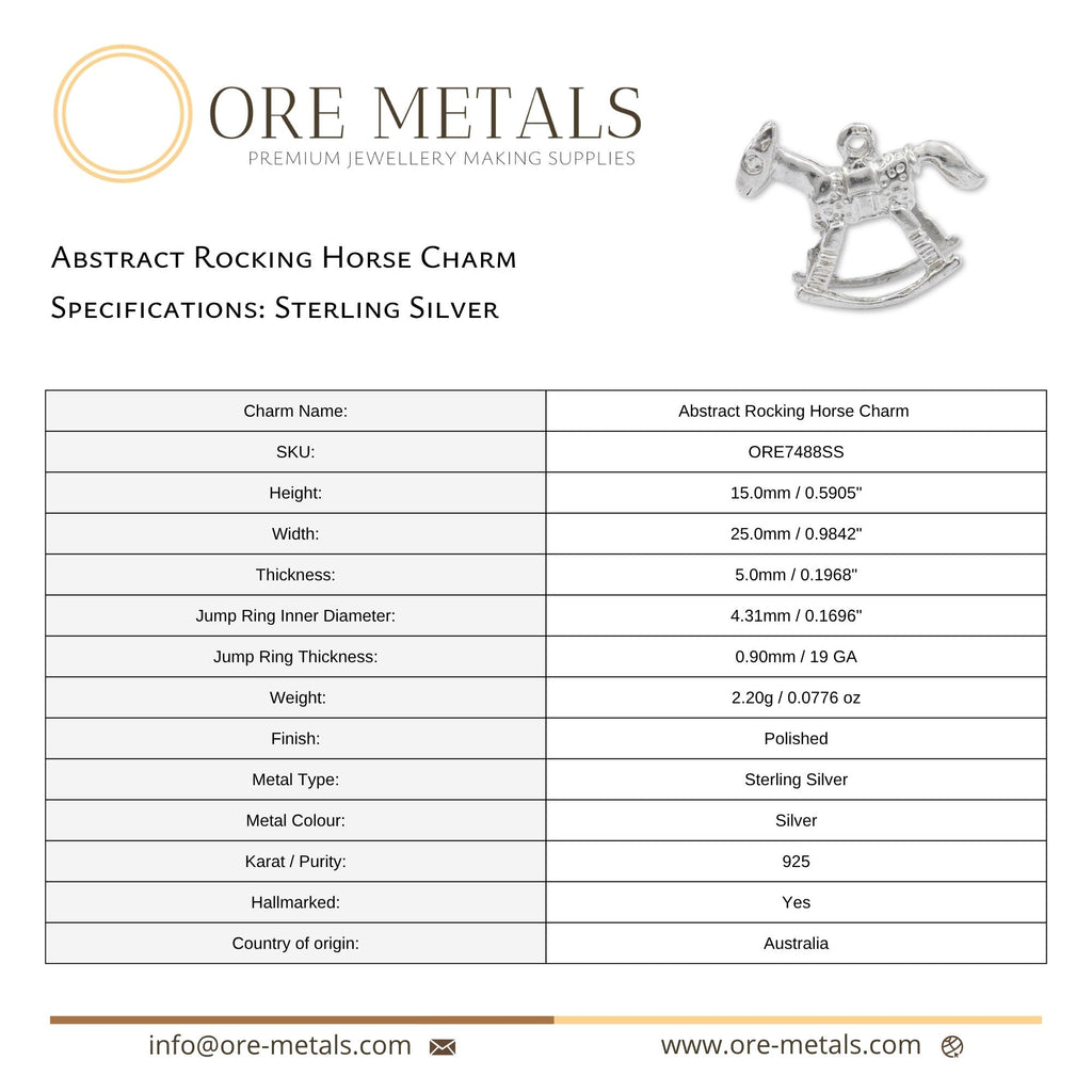 925 Sterling Silver - Abstract Rocking Horse Charm