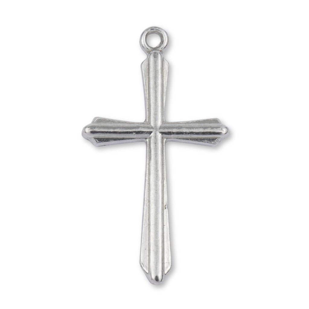 9ct White Gold - Temple Crucifix Charm