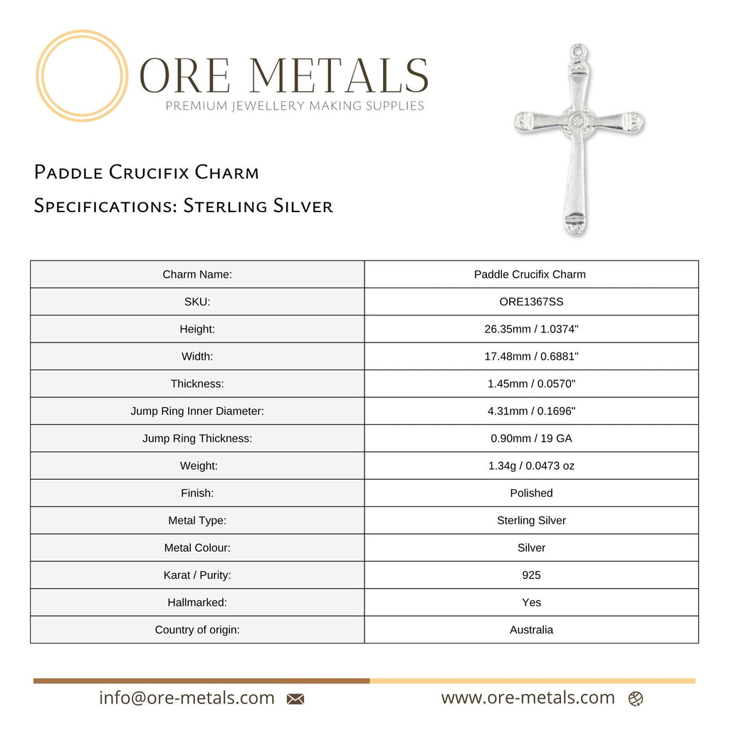 925 Sterling Silver - Paddle Crucifix Charm