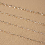 925 Sterling Silver - Figaro 3:1 - Bracelet Chain