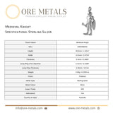 925 Sterling Silver - Medieval Knight Charm