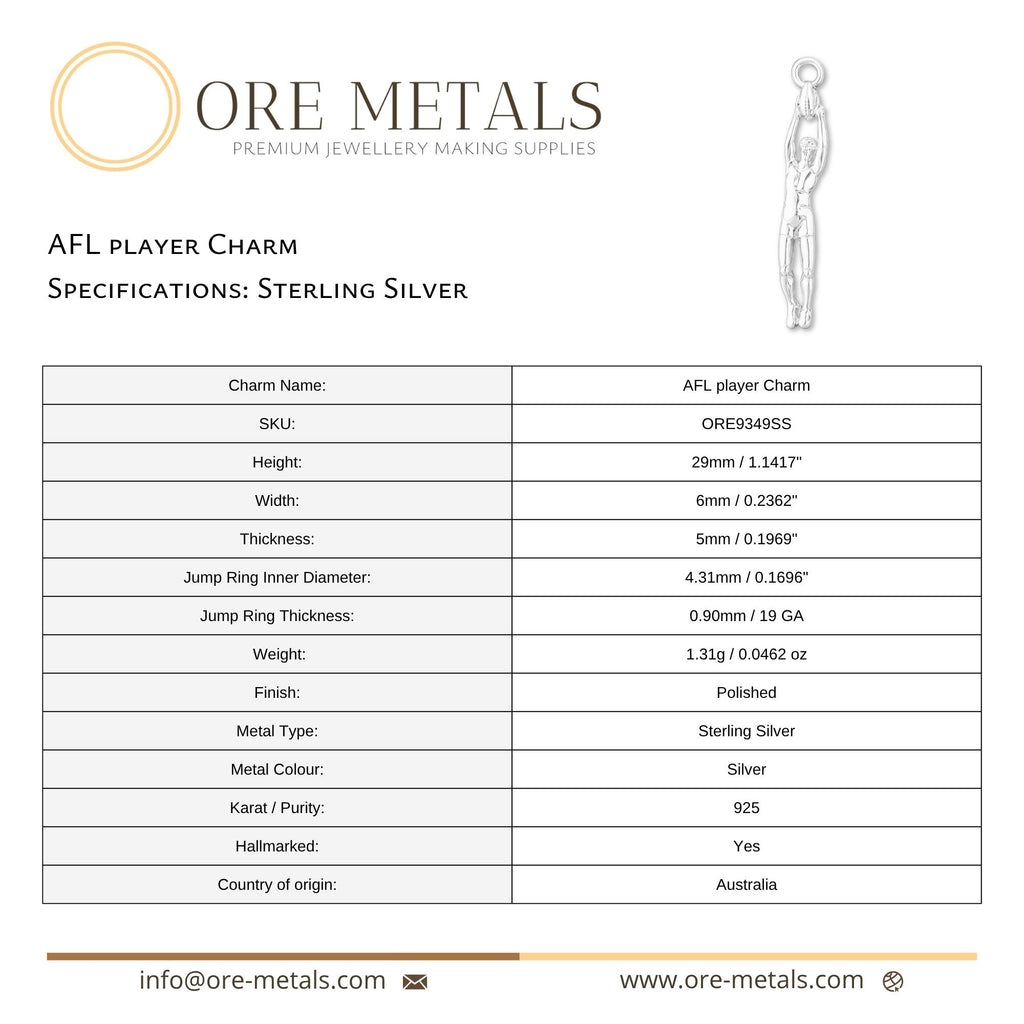 925 Sterling Silver - AFL player Charm