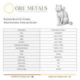 925 Sterling Silver - Russian Blue Cat Charm