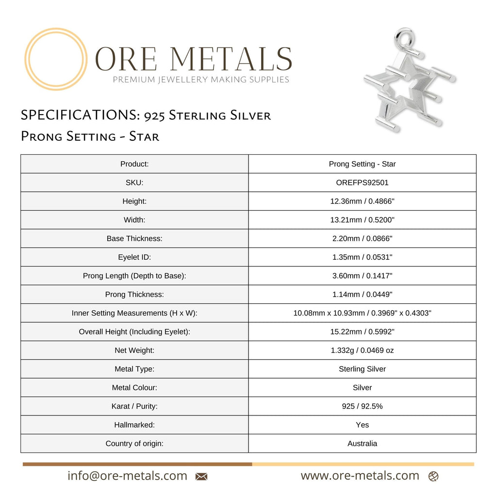 925 Sterling Silver - Star Prong Setting