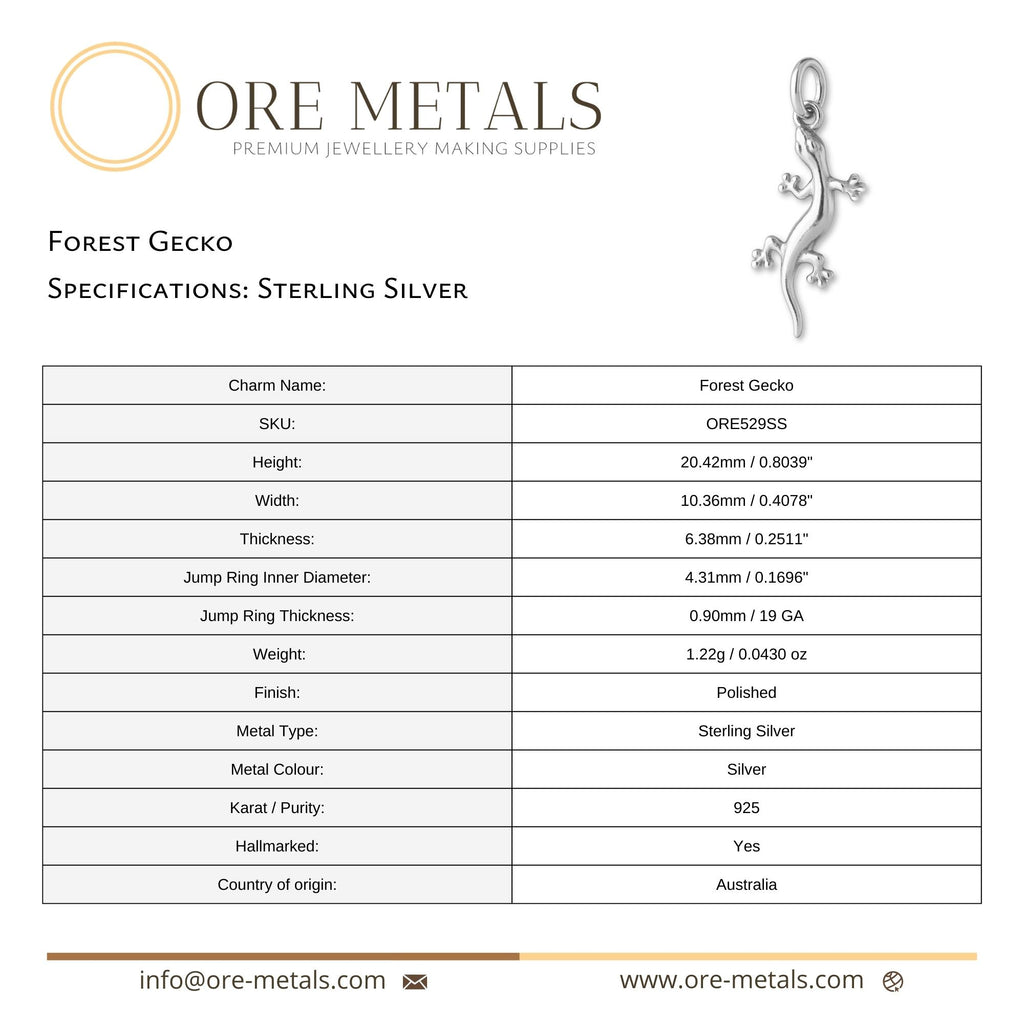 925 Sterling Silver - Forest Gecko Charm