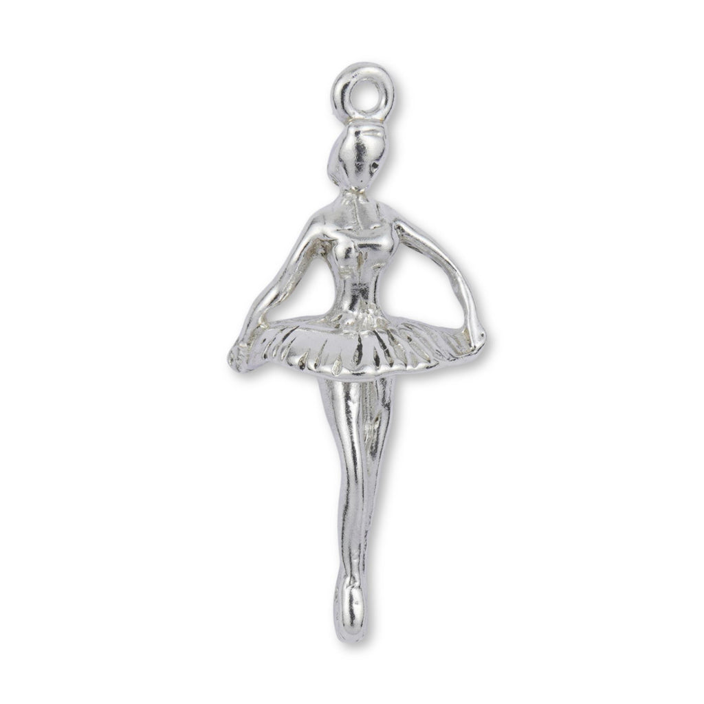 9ct White Gold - Ballerina First Position Charm