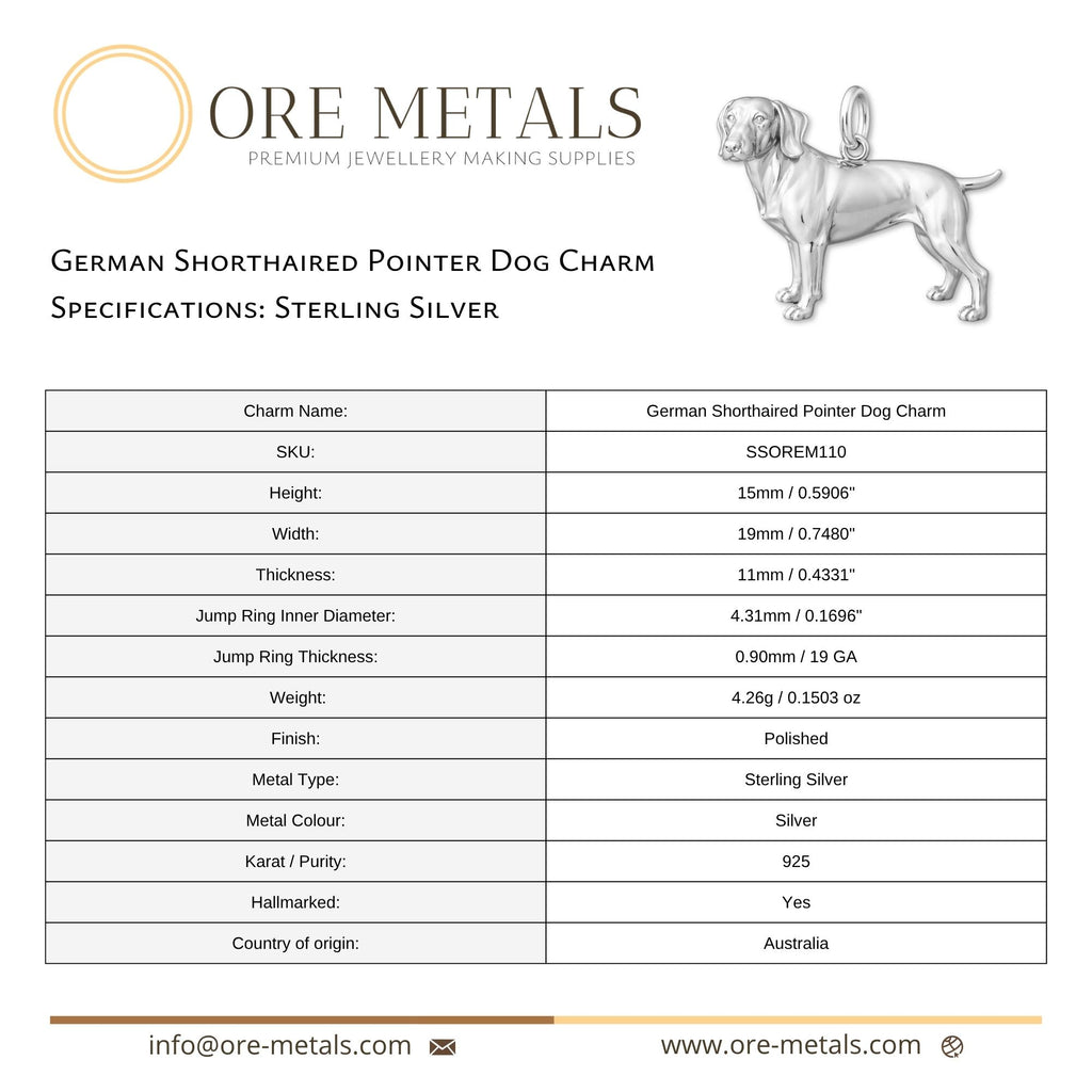 925 Sterling Silver - German Shorthaired Pointer Dog Charm