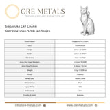 925 Sterling Silver - Singapura Cat Charm