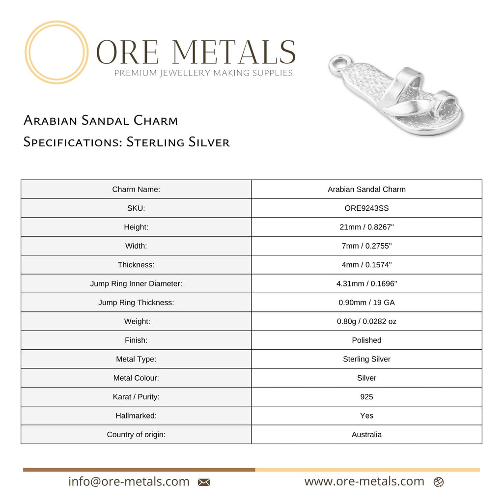 925 Sterling Silver - Arabian Sandal Charm