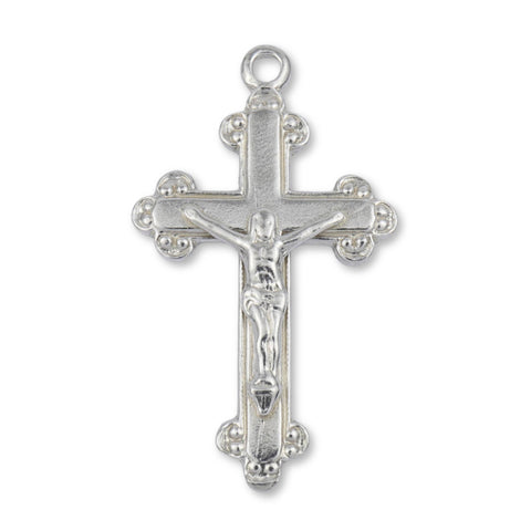 18ct White Gold - Jesus on Budded Crucifix Charm