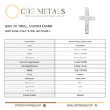 925 Sterling Silver - Jesus on Scroll Crucifix Charm