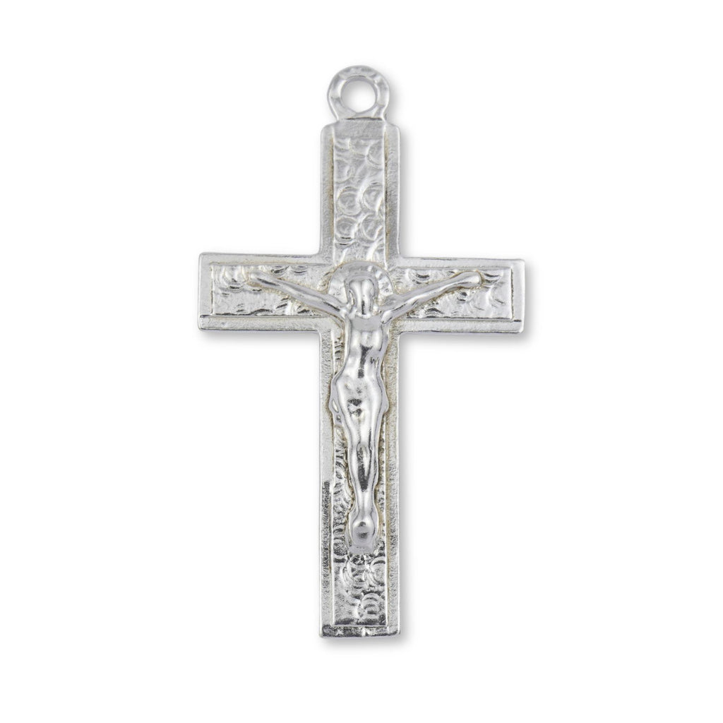 9ct White Gold - Jesus on Scroll Crucifix Charm