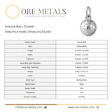 925 Sterling Silver - Soccer Ball Charm