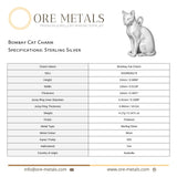 925 Sterling Silver - Bombay Cat Charm
