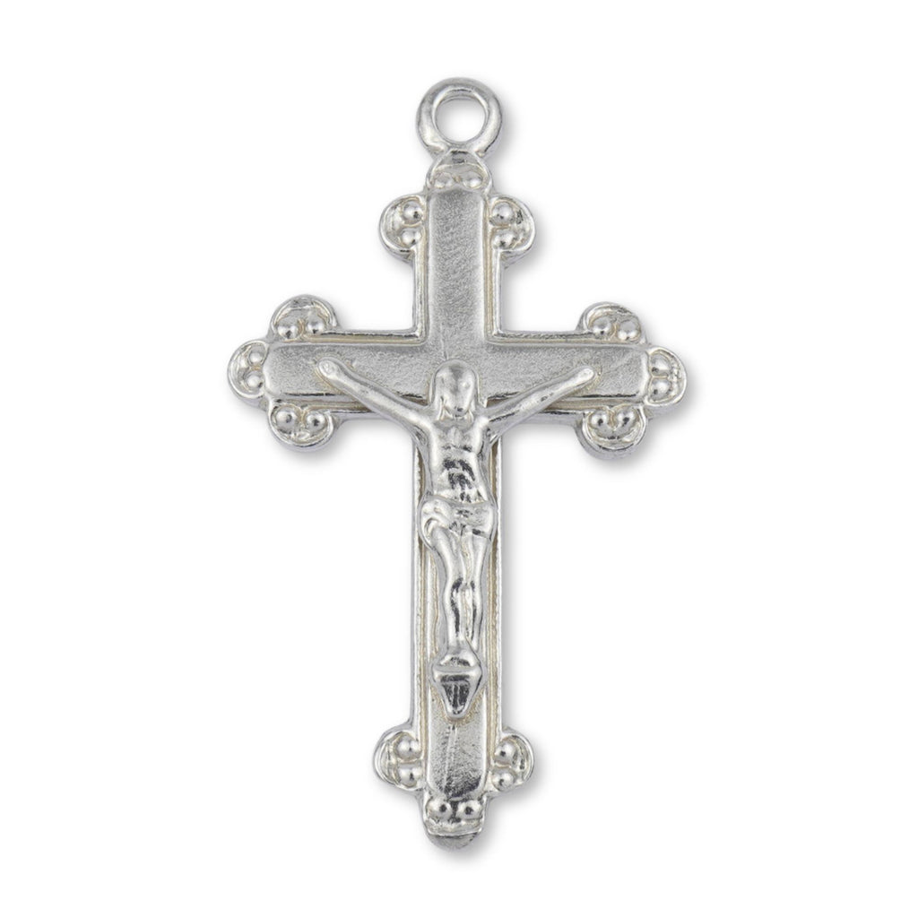 9ct White Gold - Jesus on Budded Crucifix Charm