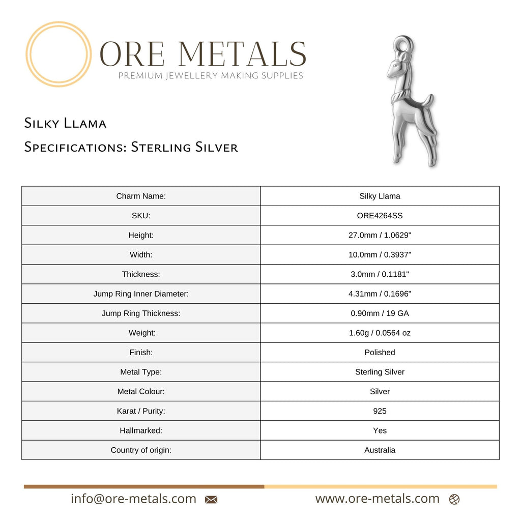 925 Sterling Silver - Silky Llama Charm