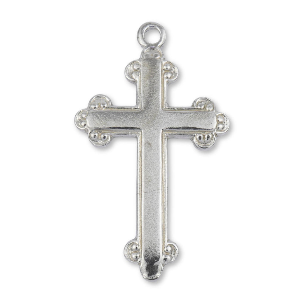 18ct White Gold - Budded Crucifix Charm