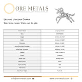 925 Sterling Silver - Leaping Unicorn Charm