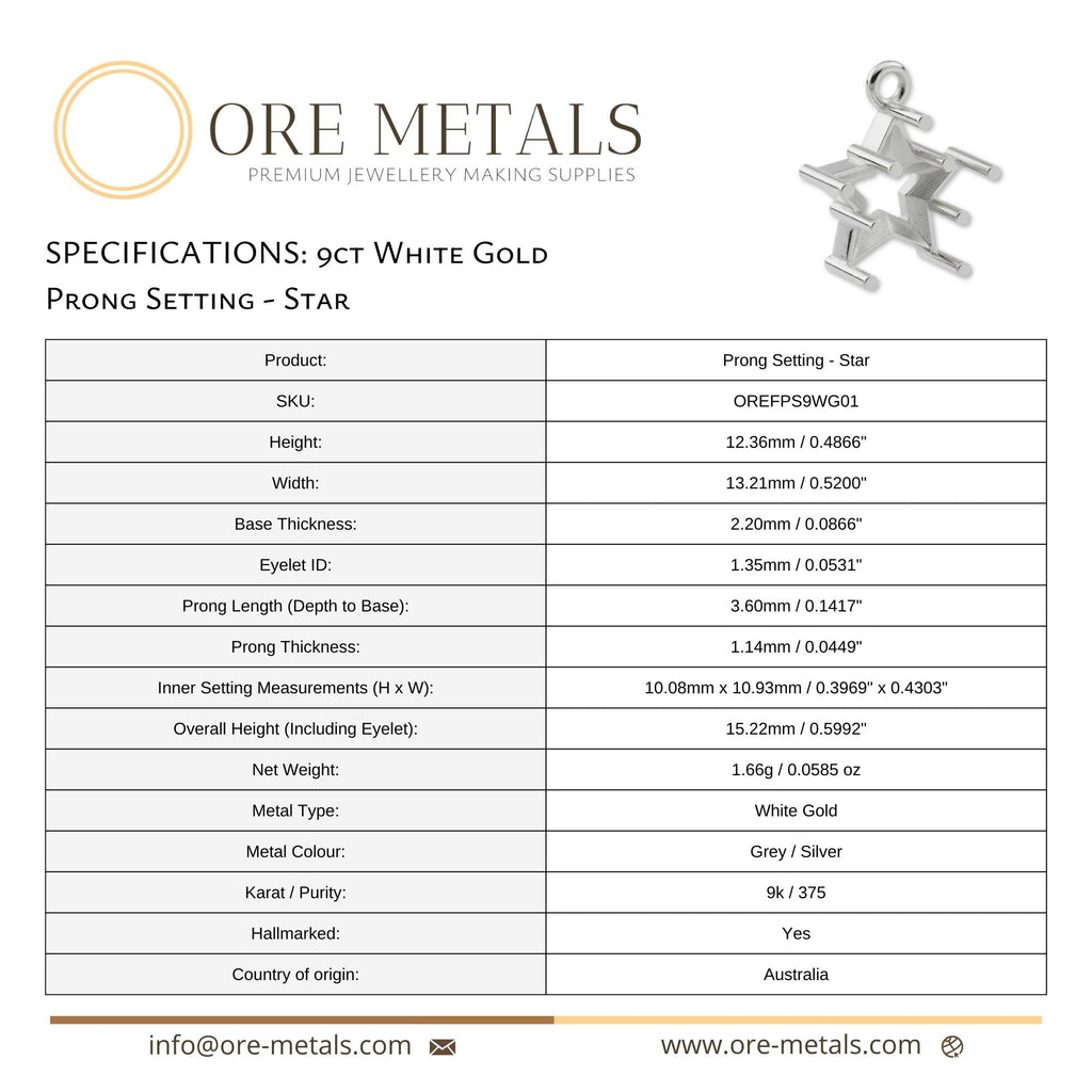 9ct White Gold - Star Prong Setting